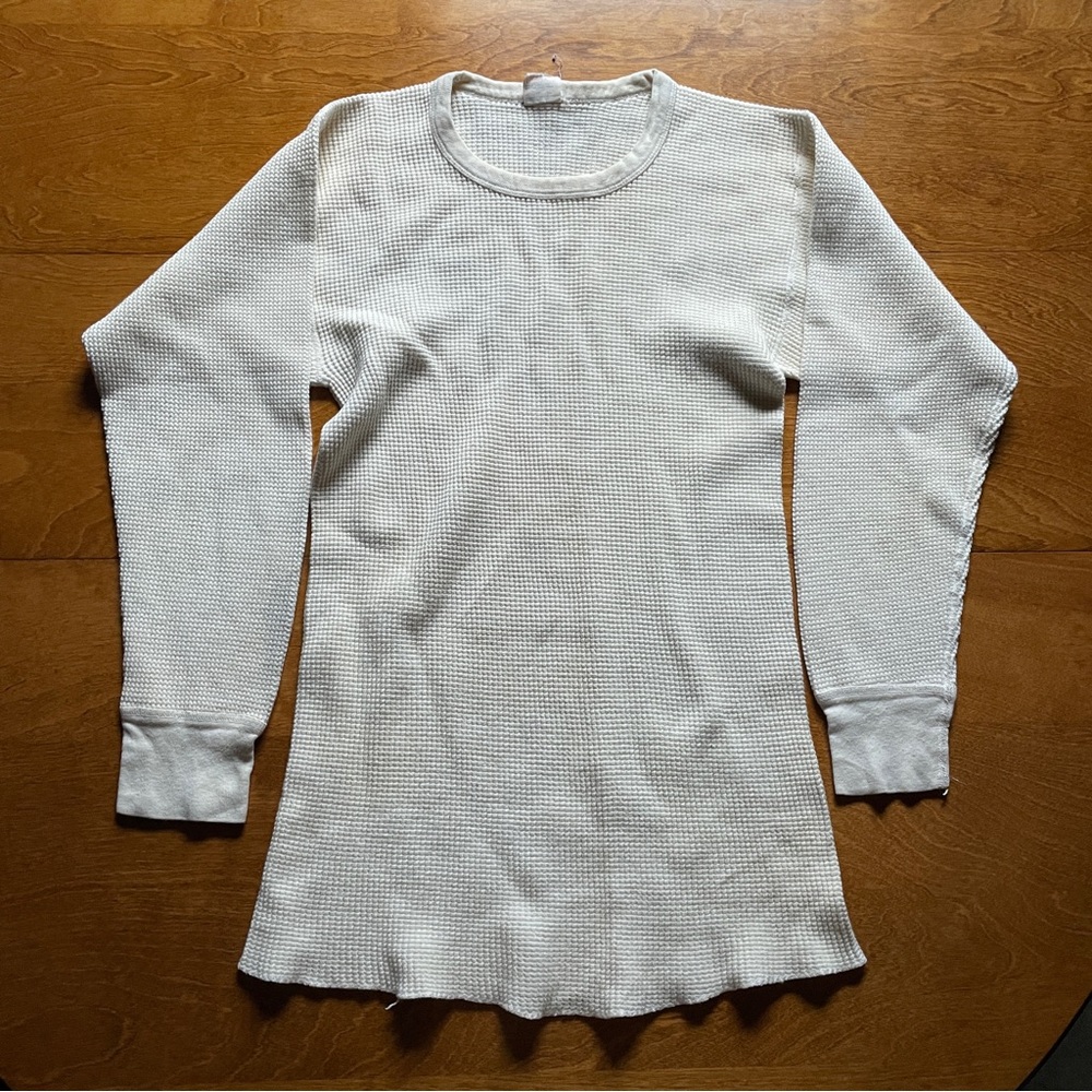 Vtg 1960's Sears Thermal Long John Undershirt Thick Heavy Cotton Size L USA Made